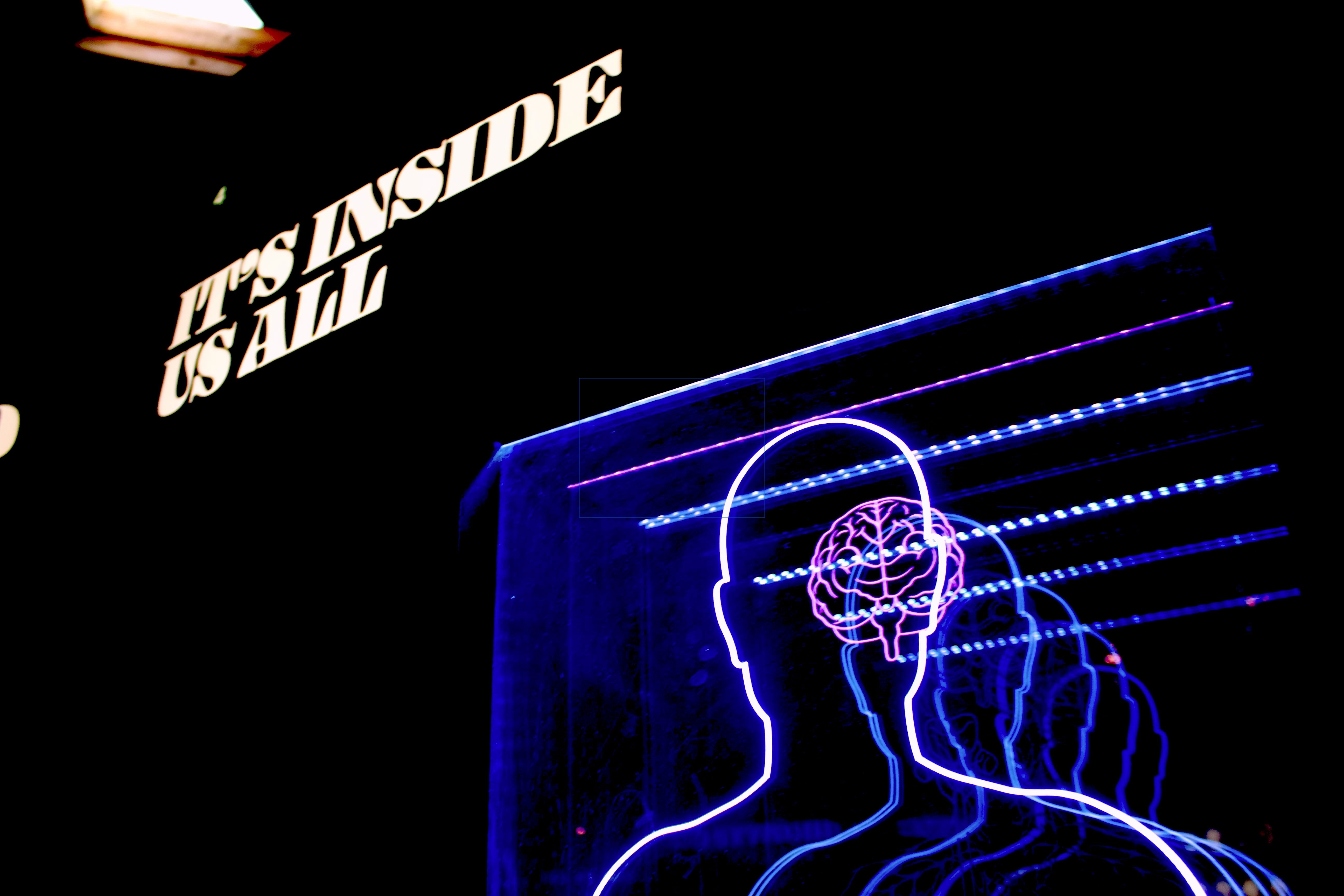 Cool brain science display with glowing lights